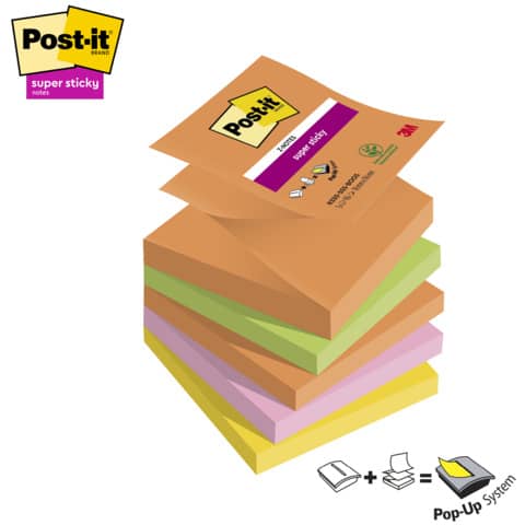 Ricariche di foglietti Post-it® Super Sticky Z-Notes Boost - conf. 5 blocchetti 90 ff 76x76 mm R330-5SS-BOOS